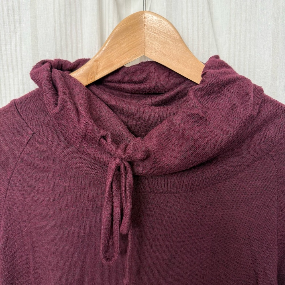 Mix by 41 Hawthorne heathered maroon tie cowl turtleneck long sleeve - Picture 2 of 5